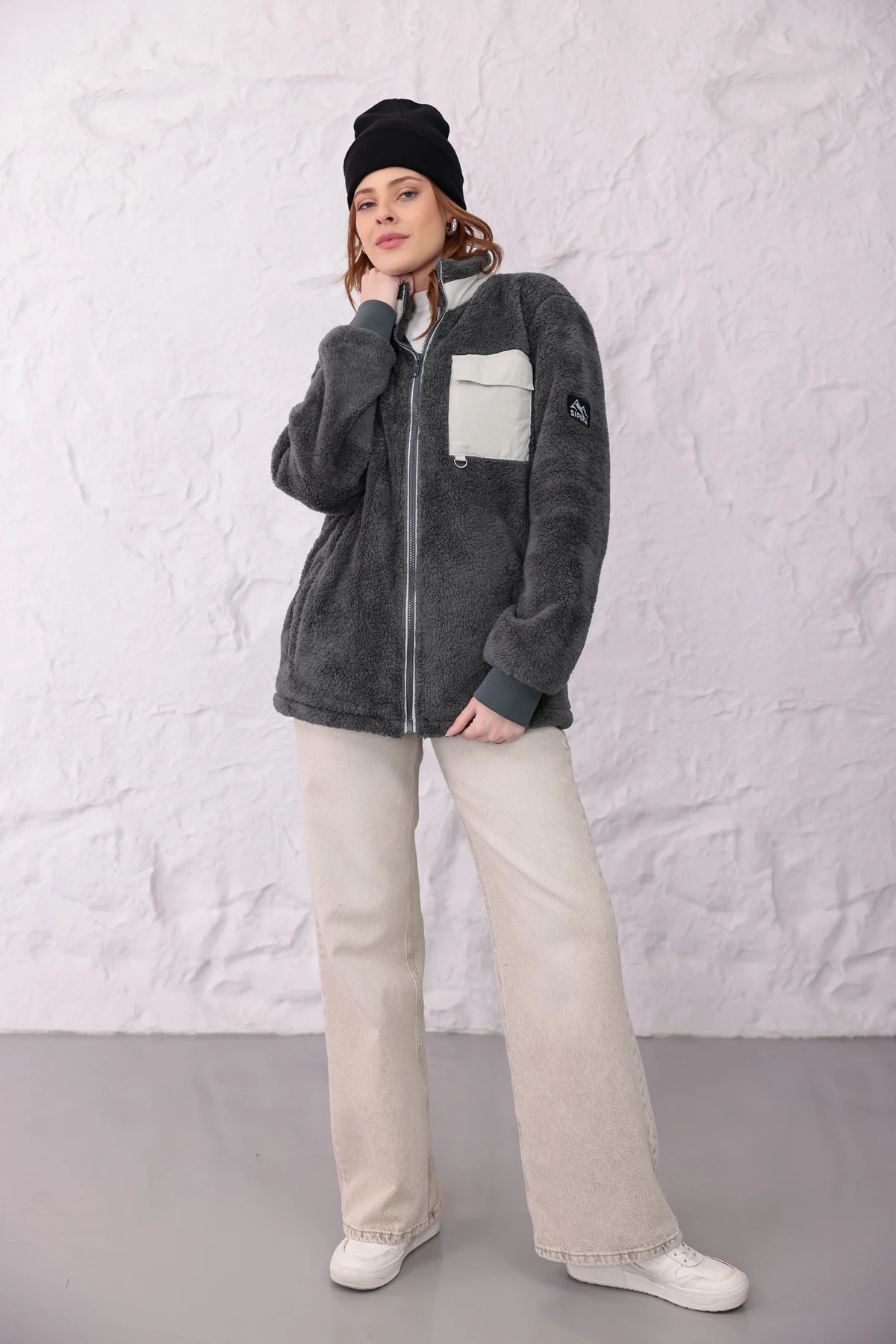Sıfır4 AlpineSoft Peluş polar Kadın Gri