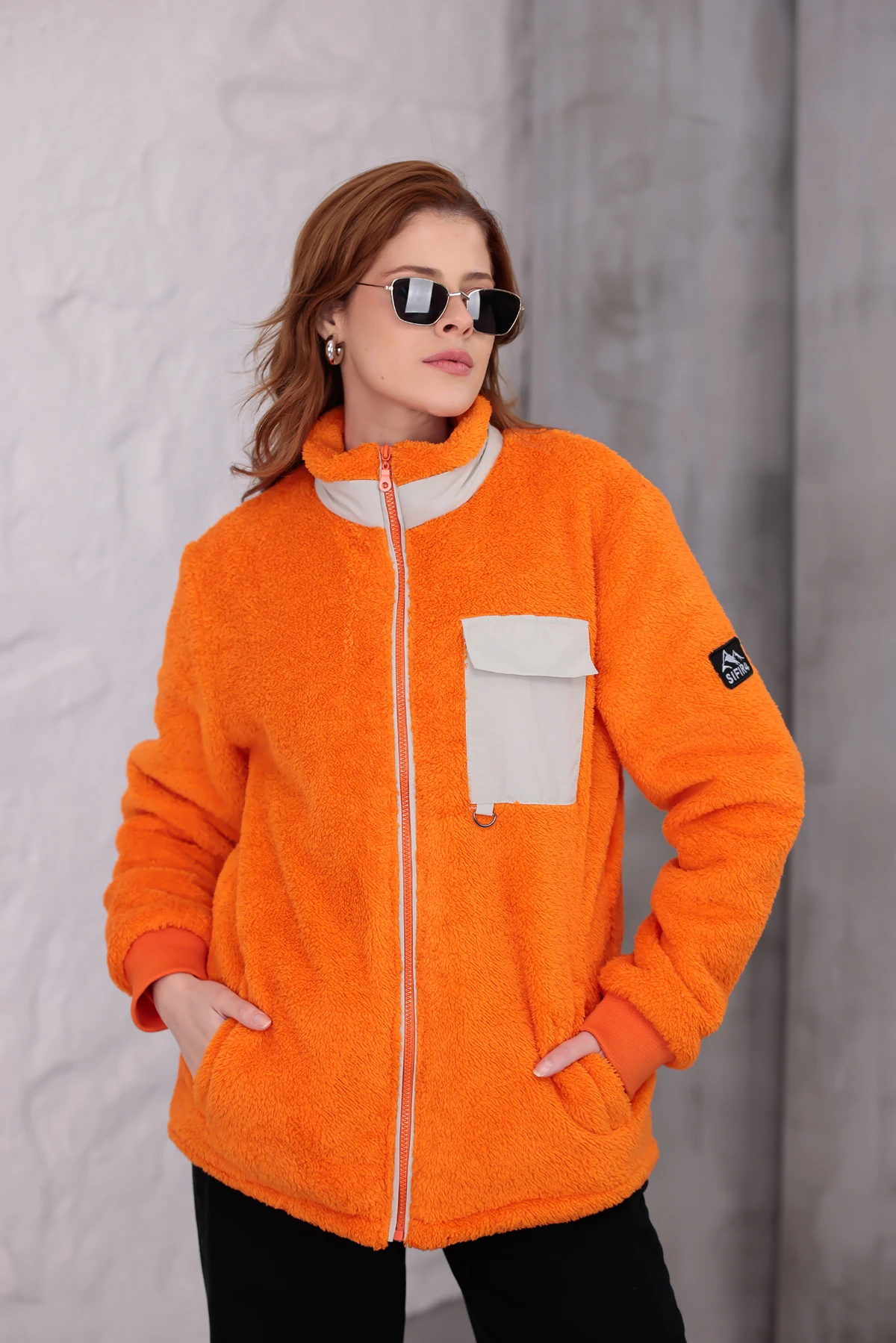 Sıfır4 AlpineSoft Peluş polar Kadın  turuncu