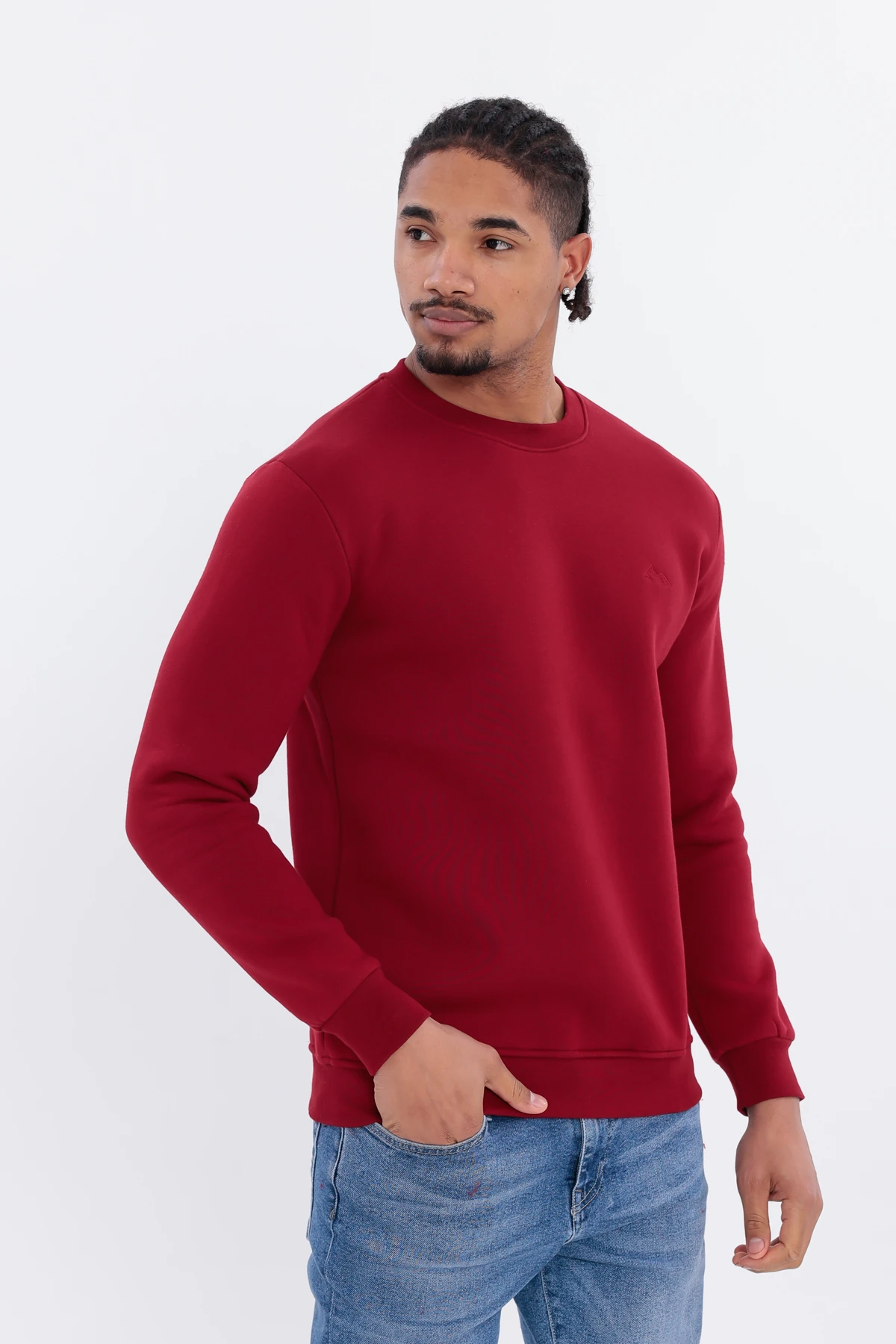 Sıfır4 Comfort Fit 3 İplik Şardonlu Sweatshirt  bordo
