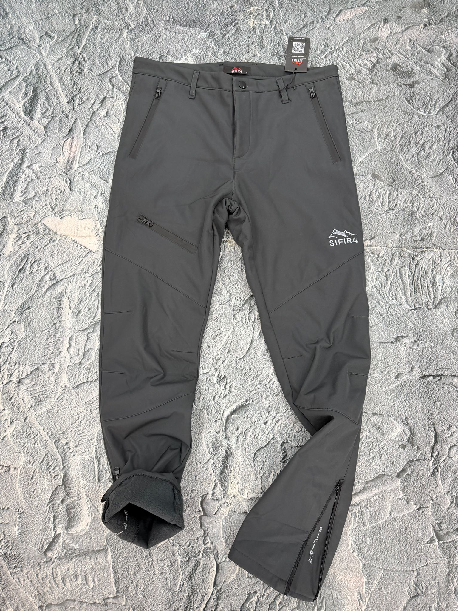 Sıfır4 Unisex Softshell Kayak & Kışlık Pantolon – Polarlı, Su & Rüzgar Geçirmez gri